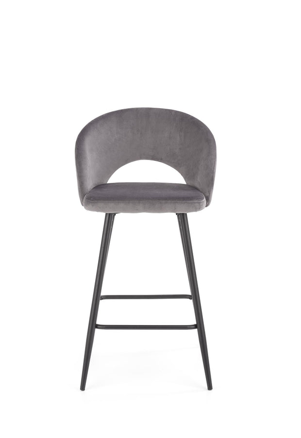 Halmar Scaun de bar tapitat cu stofa si picioare metalice, Hoku-96 Velvet Gri / Negru, l49xA49xH89 cm