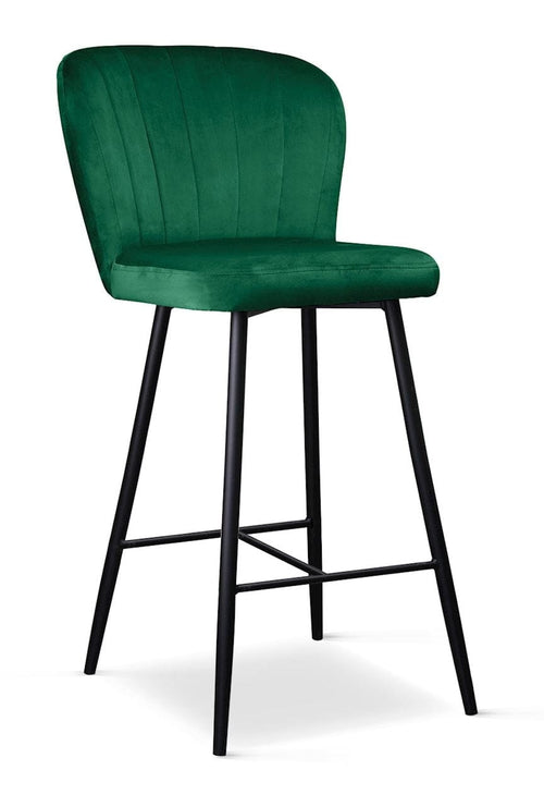 Atreve Scaun de bar tapitat cu stofa si picioare metalice, Shelly Small Velvet Verde / Negru, l49xA54xH97 cm
