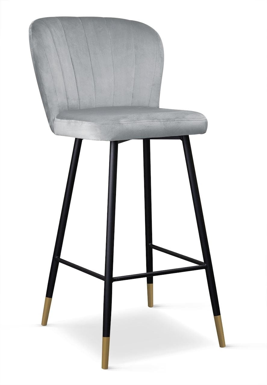 Atreve Scaun de bar tapitat cu stofa si picioare metalice, Shelly Velvet Argintiu / Negru / Auriu, l49xA54xH107 cm