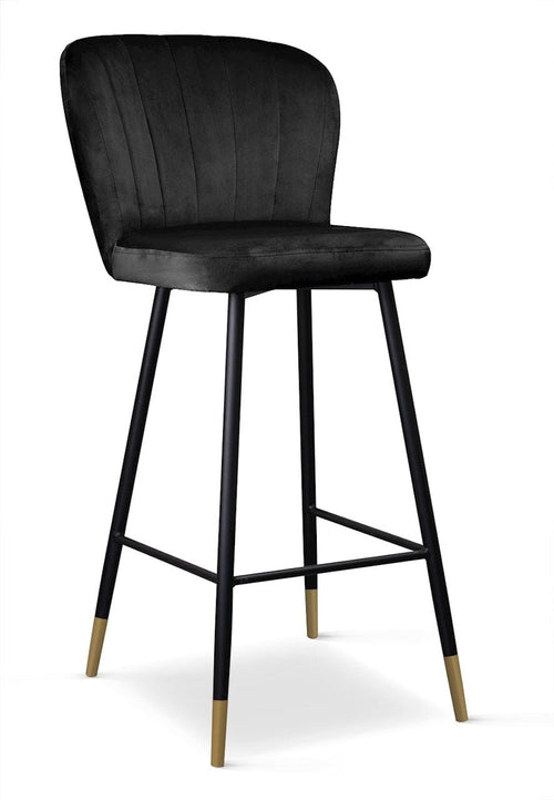 Atreve Scaun de bar tapitat cu stofa si picioare metalice, Shelly Velvet Negru / Auriu, l49xA54xH107 cm