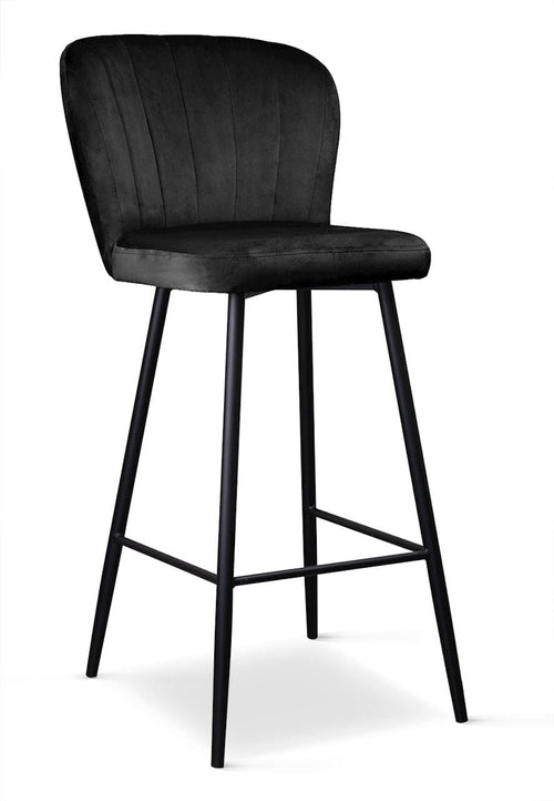 Atreve Scaun de bar tapitat cu stofa si picioare metalice, Shelly Velvet Negru, l49xA54xH107 cm