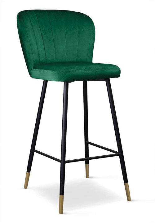Atreve Scaun de bar tapitat cu stofa si picioare metalice, Shelly Velvet Verde / Negru / Auriu, l49xA54xH107 cm