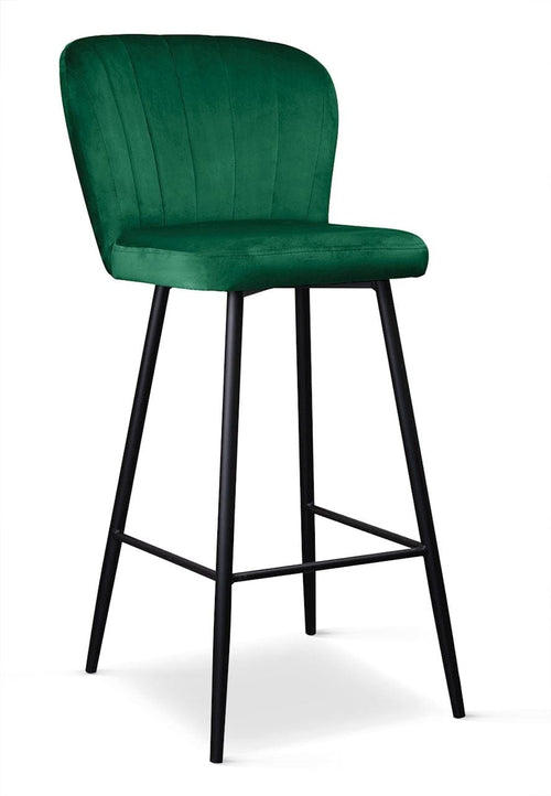 Atreve Scaun de bar tapitat cu stofa si picioare metalice, Shelly Velvet Verde / Negru, l49xA54xH107 cm