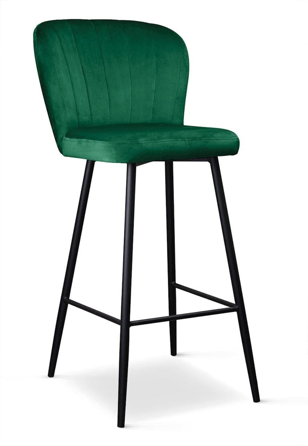 Atreve Scaun de bar tapitat cu stofa si picioare metalice, Shelly Velvet Verde / Negru, l49xA54xH107 cm