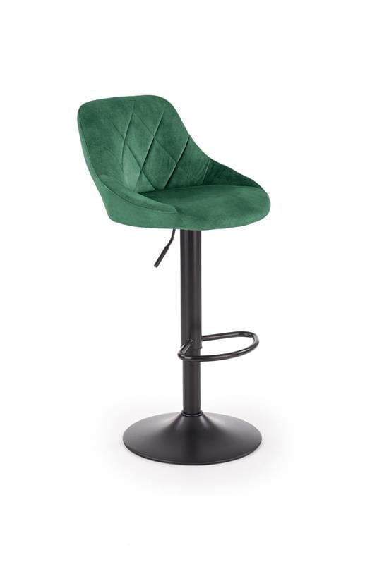 Halmar Scaun de bar tapitat cu stofa si picior metalic, Hoku-101 Velvet Verde Inchis / Negru, l47xA45xH84-106 cm