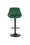 Halmar Scaun de bar tapitat cu stofa si picior metalic, Hoku-101 Velvet Verde Inchis / Negru, l47xA45xH84-106 cm