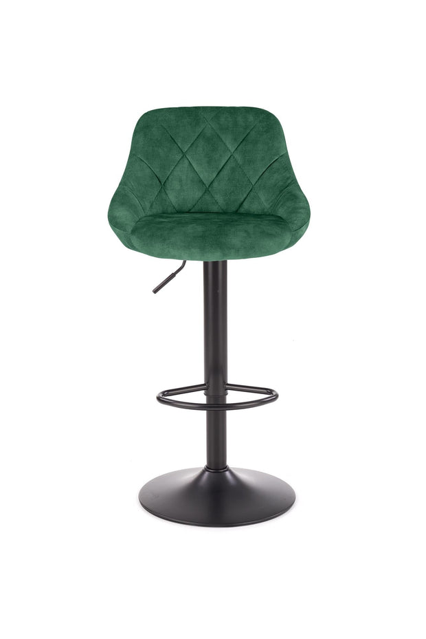 Halmar Scaun de bar tapitat cu stofa si picior metalic, Hoku-101 Velvet Verde Inchis / Negru, l47xA45xH84-106 cm