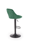 Halmar Scaun de bar tapitat cu stofa si picior metalic, Hoku-101 Velvet Verde Inchis / Negru, l47xA45xH84-106 cm
