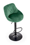 Halmar Scaun de bar tapitat cu stofa si picior metalic, Hoku-101 Velvet Verde Inchis / Negru, l47xA45xH84-106 cm