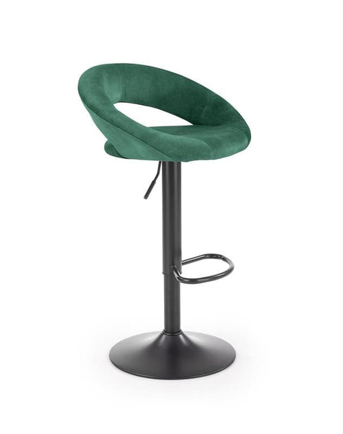 Halmar Scaun de bar tapitat cu stofa si picior metalic, Hoku-102 Velvet Verde Inchis / Negru, l53xA48xH78-100 cm