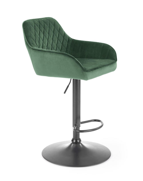 Halmar Scaun de bar tapitat cu stofa si picior metalic, Hoku-103 Velvet Verde Inchis / Negru, l55xA55xH92-114 cm