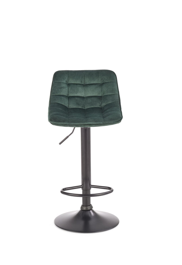 Scaun de bar tapitat cu stofa si picior metalic, Hoku-95 Velvet Verde Inchis / Negru, l43xA44xH84-106 cm (1)