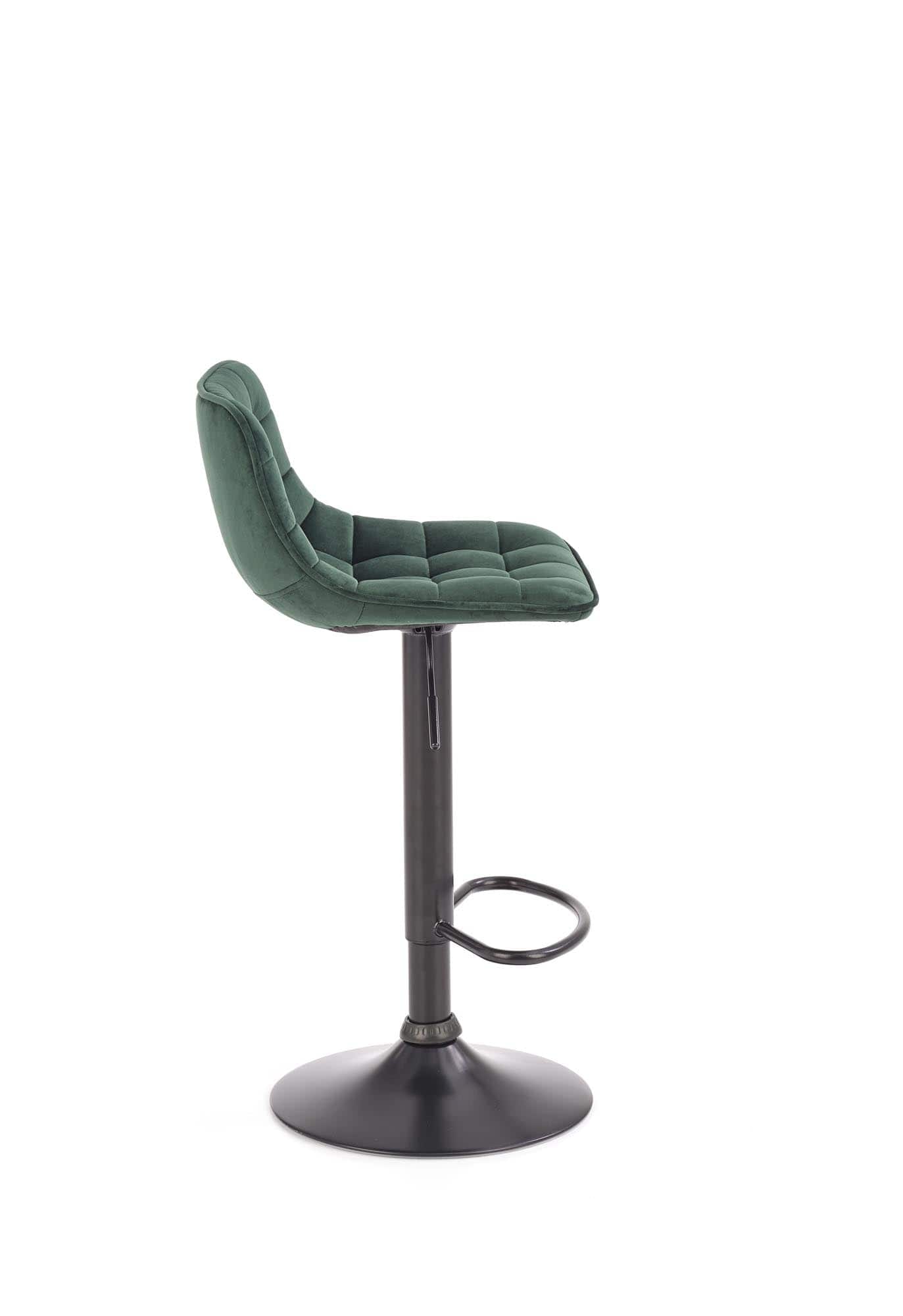 Halmar Scaun de bar tapitat cu stofa si picior metalic, Hoku-95 Velvet Verde Inchis / Negru, l43xA44xH84-106 cm