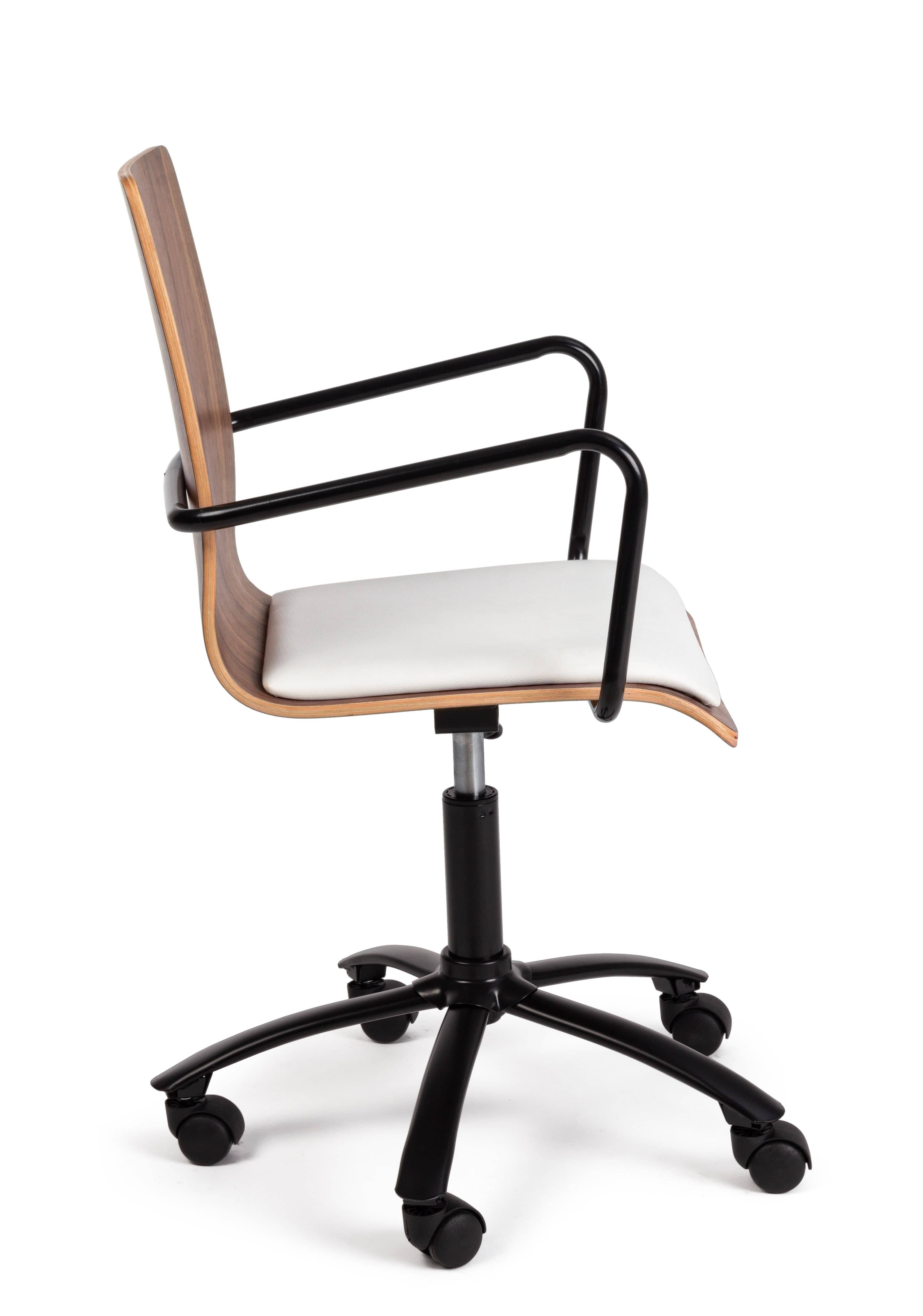 Bizzotto Scaun de birou din pal cu sezut tapitat, Carmen Natural / Alb, l51xA55xH88-100 cm