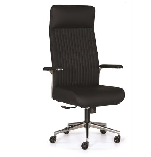 Viola Ofis Scaun de birou directorial tapitat cu piele ecologica, Armada Manager Negru / Crom, l51xA49xH78 cm