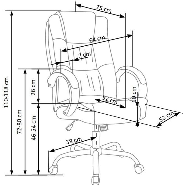 Scaun de birou directorial tapitat cu piele ecologica Rowan Bej, l64xA75xH110-118 cm (1)