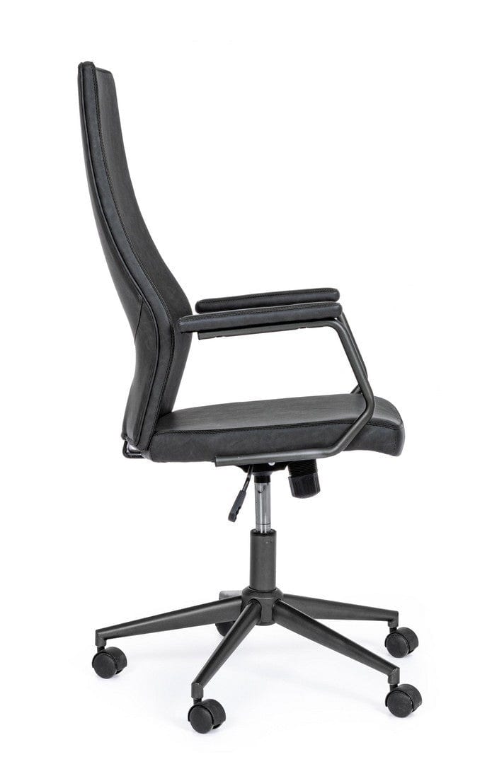 Bizzotto Scaun de birou ergonomic, tapitat cu piele ecologica Jamie Negru, l67xA58xH109-119 cm