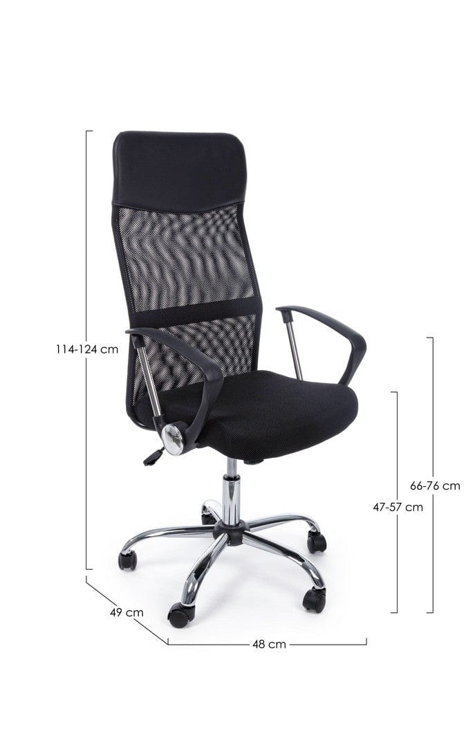 Scaun de birou ergonomic, tapitat cu stofa Dakar Negru, l48xA49xH114-124 cm (5)