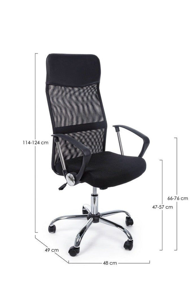 Scaun de birou ergonomic, tapitat cu stofa Dakar Negru, l48xA49xH114-124 cm (5)
