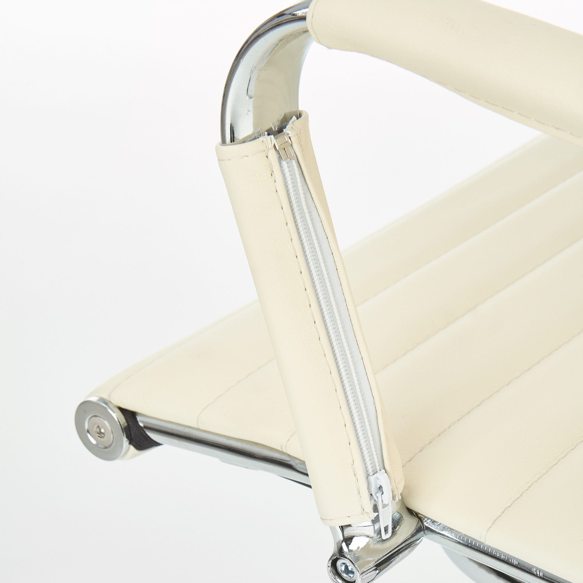 Scaun de birou tapitat cu piele ecologica, Priscila Skid Crem / Crom, l58xA60xH88 cm (5)