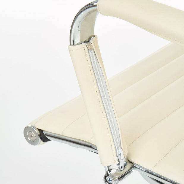 Scaun de birou tapitat cu piele ecologica, Priscila Skid Crem / Crom, l58xA60xH88 cm (5)