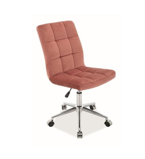 Scaun de birou tapitat cu stofa, Qwin-020 Velvet Roz, l45xA40xH87-97 cm