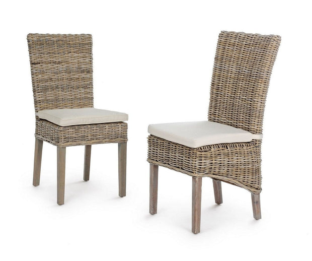 Scaun de gradina / terasa din ratan kubu si lemn de mahon Tavira Natural, l46xA56xH98 cm (3)