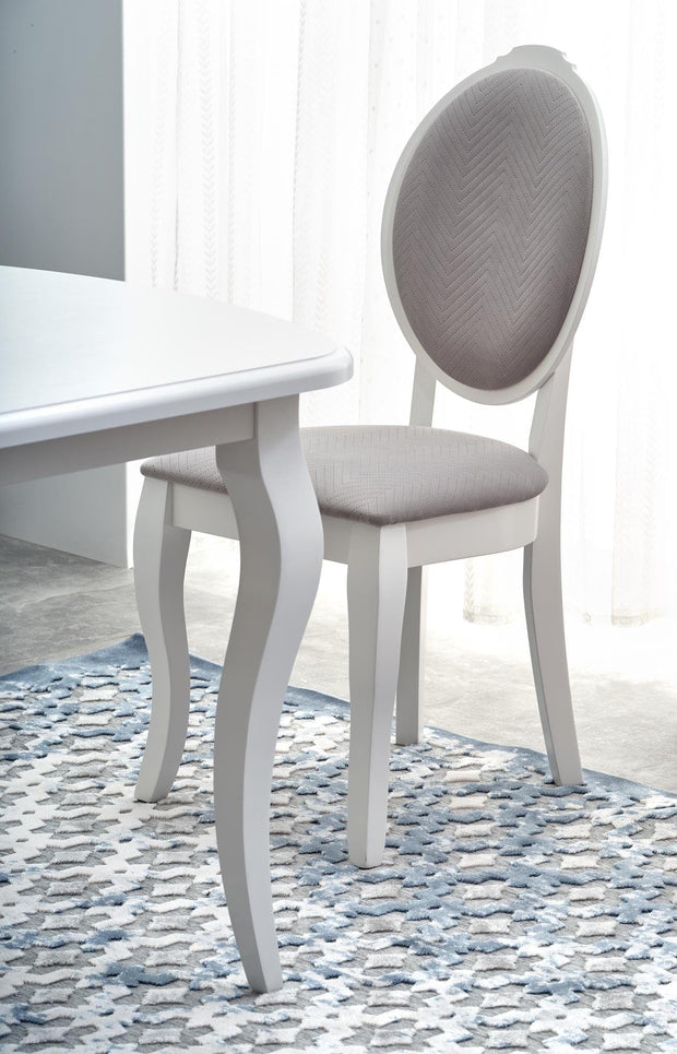 Halmar Scaun din lemn de fag tapitat cu stofa, Velda Gri / Alb, l44xA53xH94 cm
