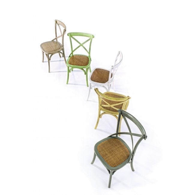 Scaun din lemn de ulm, cu sezut din ratan Cross Galben, l46xA42xH87 cm (4)