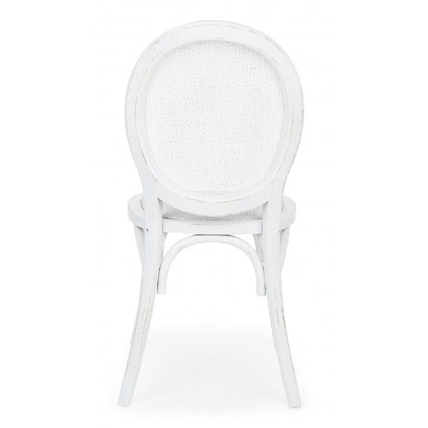 Scaun din lemn de ulm, cu sezut din ratan natural Globo Alb, l45xA42xH93 cm (3)