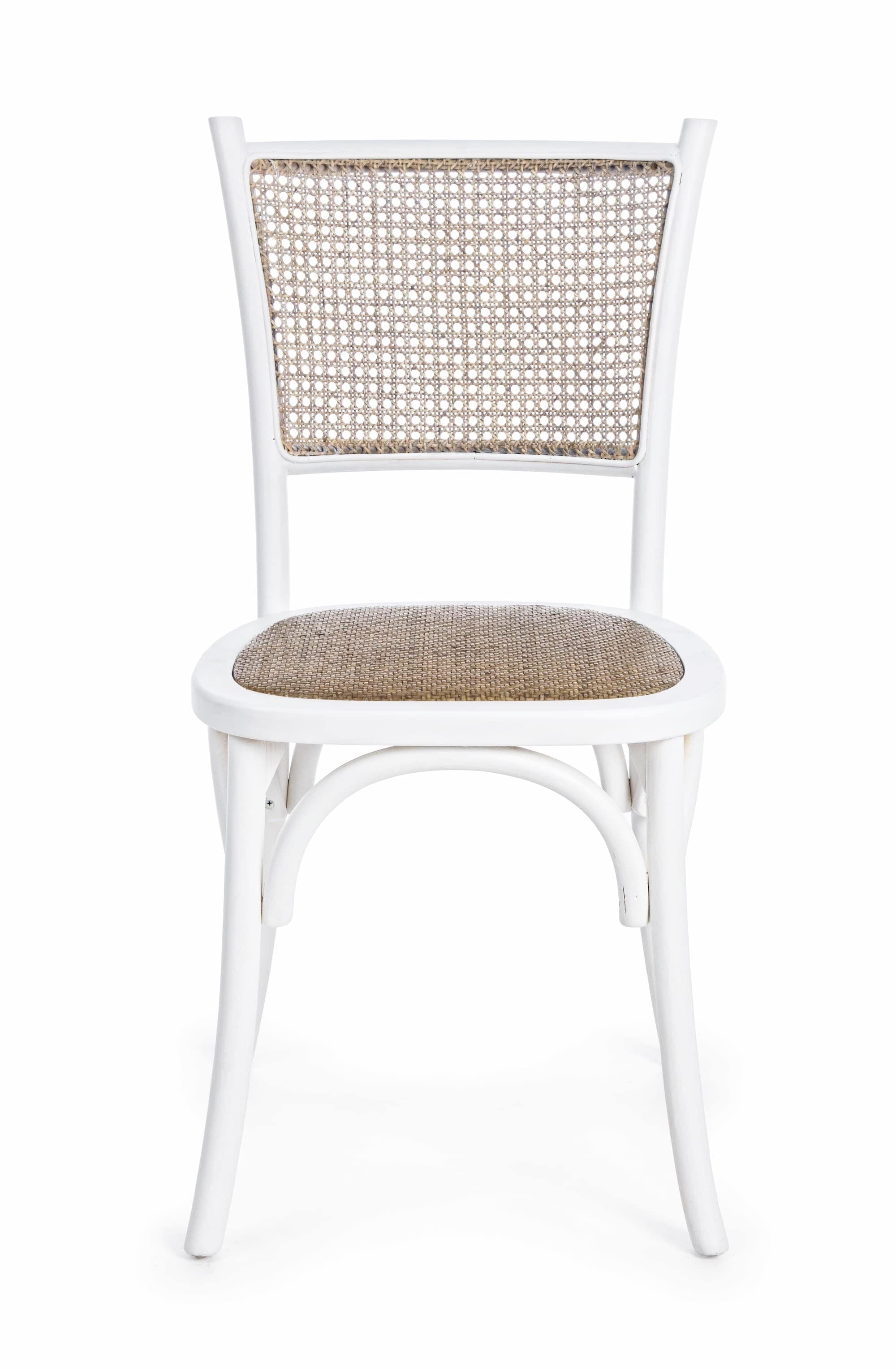 Scaun din lemn de ulm, cu spatar si sezut din ratan natural Carrel Alb, l45xA53xH89 cm (1)