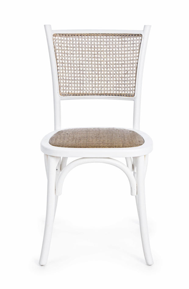 Scaun din lemn de ulm, cu spatar si sezut din ratan natural Carrel Alb, l45xA53xH89 cm (1)