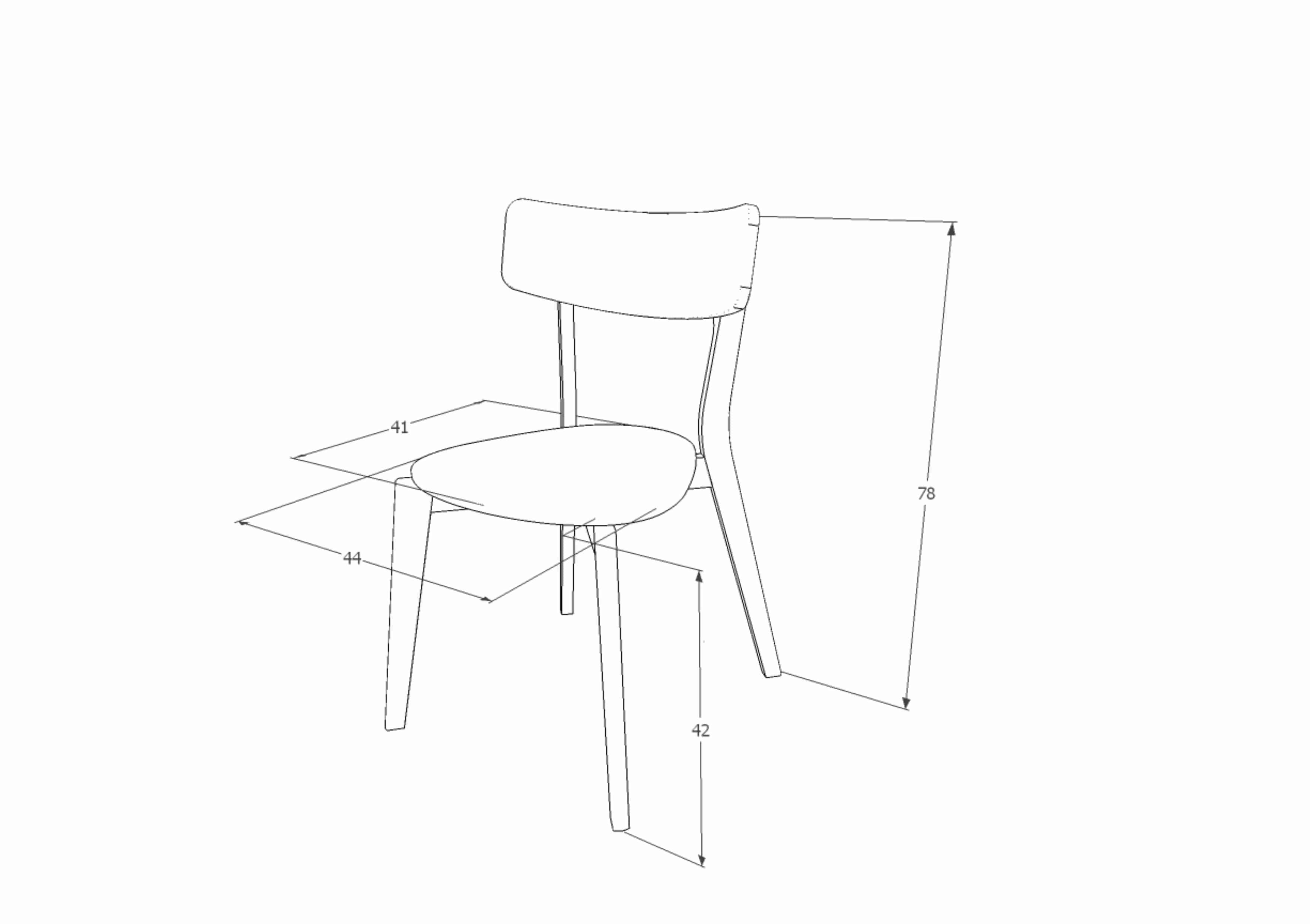 Scaun din lemn si MDF, Mosley Alb / Stejar, l44xA41xH78 cm (2)