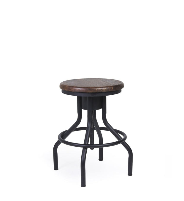 Scaun din lemn si metal, Pipa Nuc / Negru, Ø35xH50-76 cm