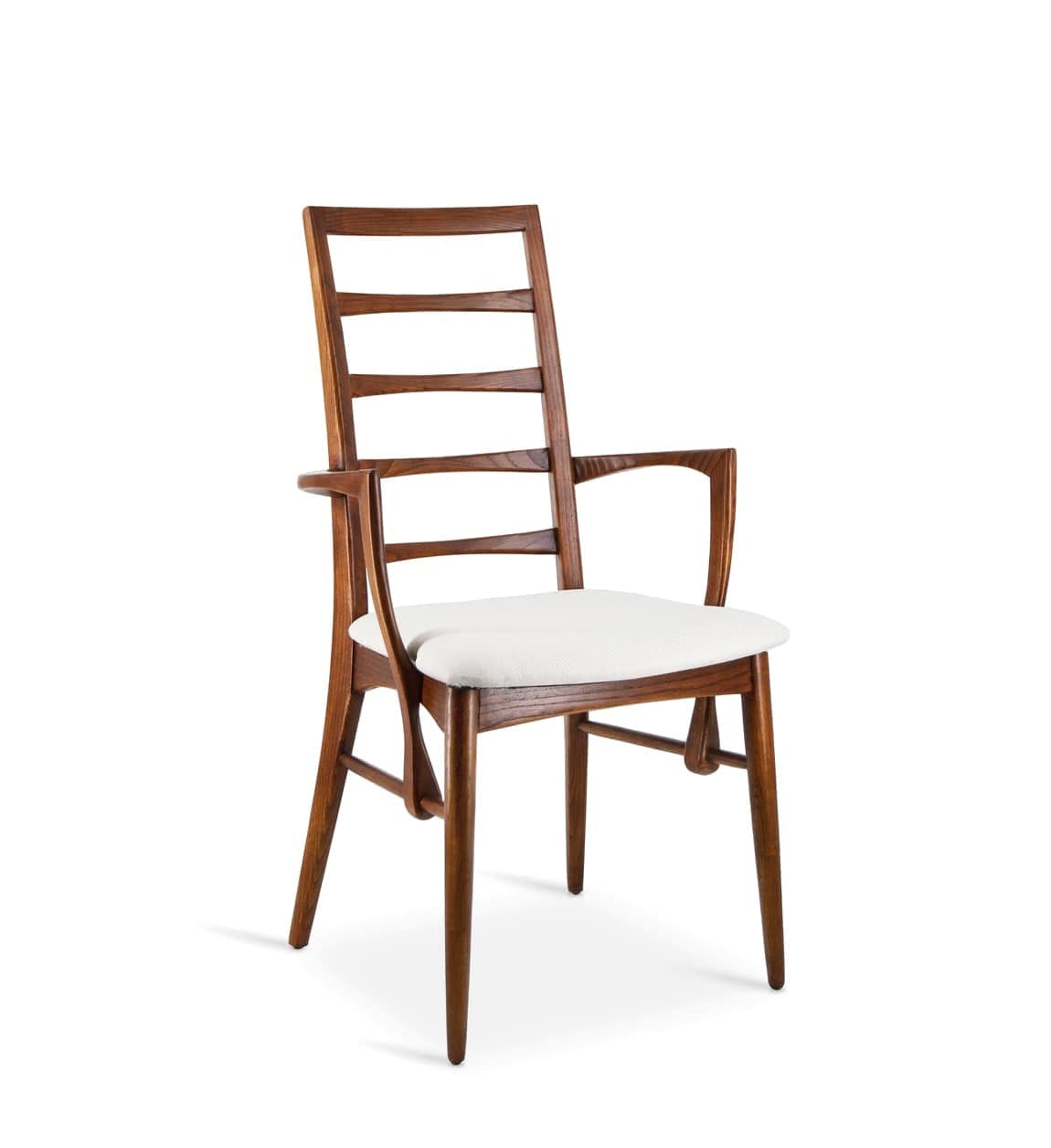 Scaun din lemn tapitat cu stofa, Kate Plus Ivoir / Nuc, l53xA47xH95 cm