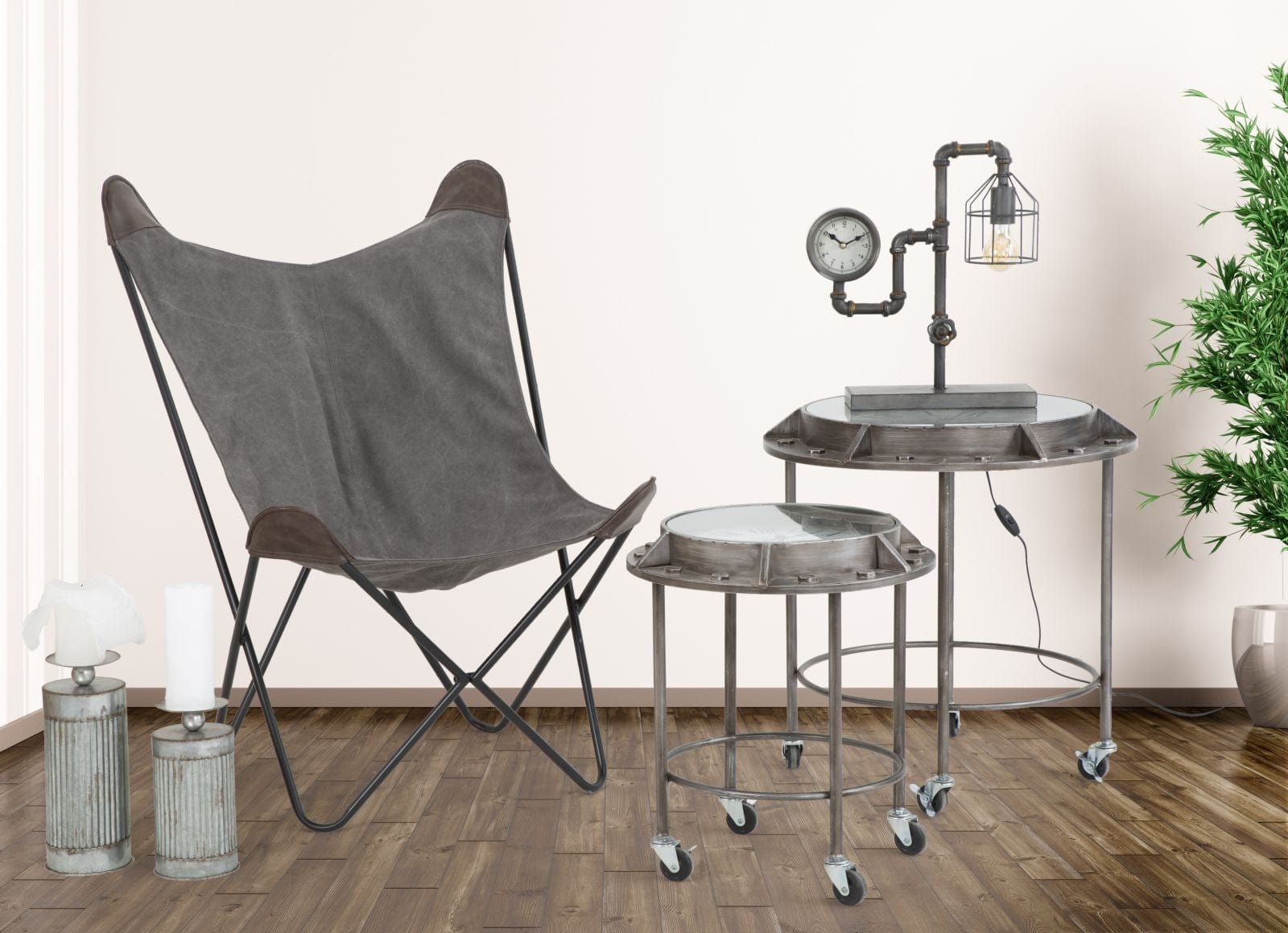 Scaun din metal si stofa Montana Gri inchis, l74xA71xH103 cm (9)