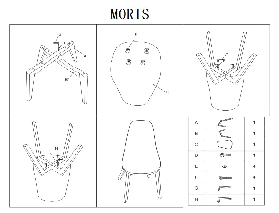 Scaun din plastic, cu picioare din lemn, Morrice Gri Deschis / Fag, l47xA54xH84 cm (3)