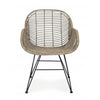 Scaun din ratan, cu picioare metalice Raquel Natural / Negru, l59xA63xH83 cm (1)