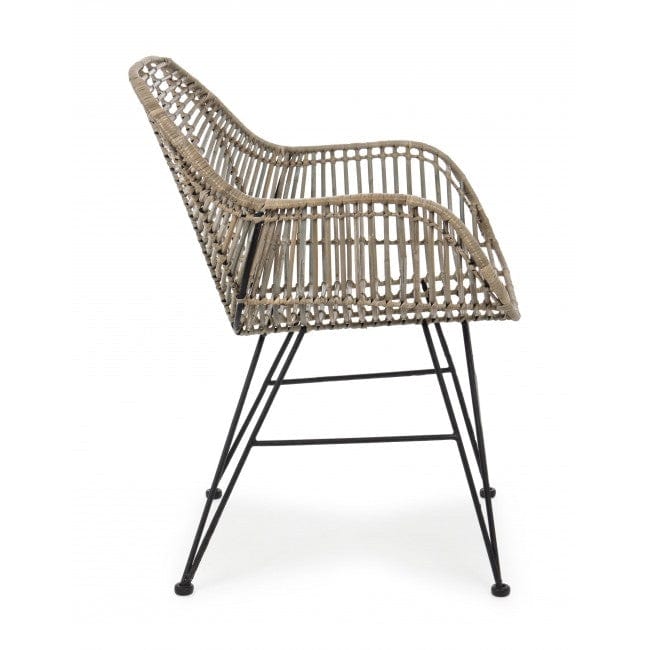 Scaun din ratan, cu picioare metalice Raquel Natural / Negru, l59xA63xH83 cm (2)