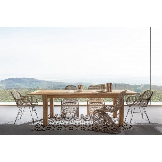 Scaun din ratan, cu picioare metalice Raquel Natural / Negru, l59xA63xH83 cm (4)