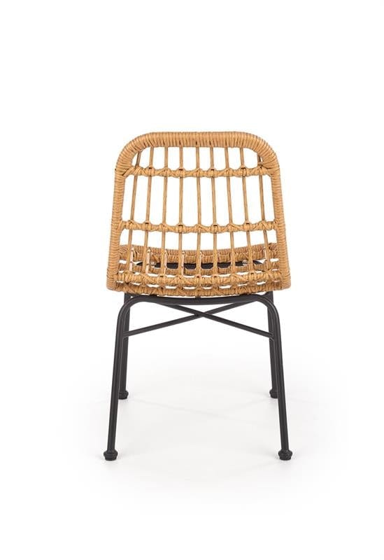 Halmar Scaun din ratan sintetic cu picioare metalice Kai-401 Natural / Negru, l47xA45xH85 cm