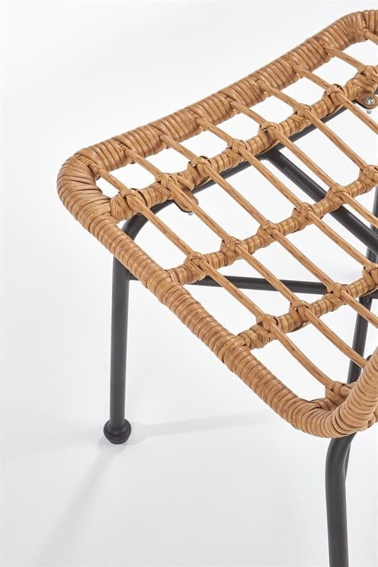 Scaun din ratan sintetic cu picioare metalice Kai-401 Natural / Negru, l47xA45xH85 cm (10)