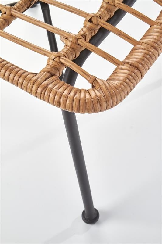 Scaun din ratan sintetic cu picioare metalice Kai-401 Natural / Negru, l47xA45xH85 cm (11)