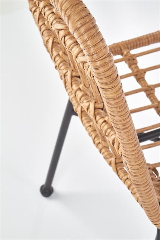 Halmar Scaun din ratan sintetic cu picioare metalice Kai-401 Natural / Negru, l47xA45xH85 cm