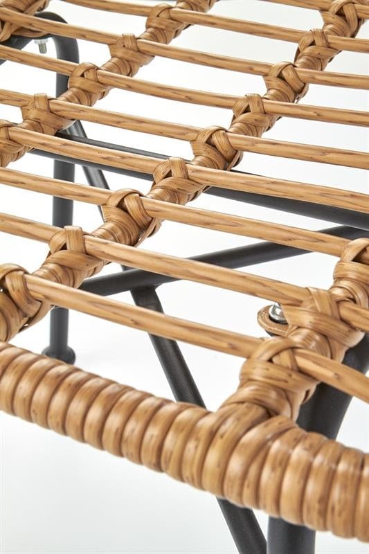 Halmar Scaun din ratan sintetic cu picioare metalice Kai-401 Natural / Negru, l47xA45xH85 cm