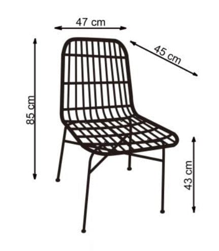 Halmar Scaun din ratan sintetic cu picioare metalice Kai-401 Natural / Negru, l47xA45xH85 cm