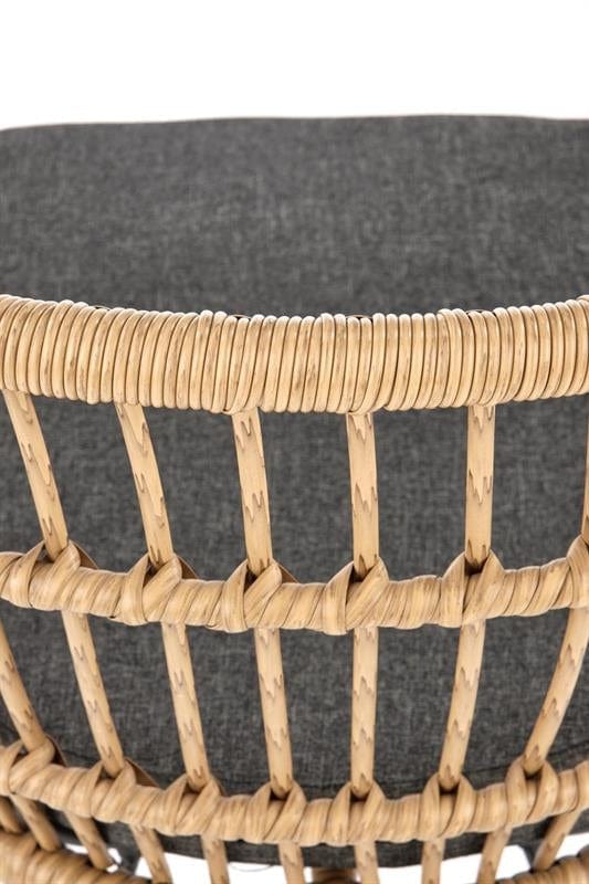 Halmar Scaun din ratan sintetic cu picioare metalice Kai-456 Natural / Negru, l64xA60x80Hcm