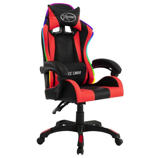 Scaun gaming tapitat cu piele ecologica si LED RGB inclus, Gibson Negru, l64xA65xH111,5-119 cm (1)