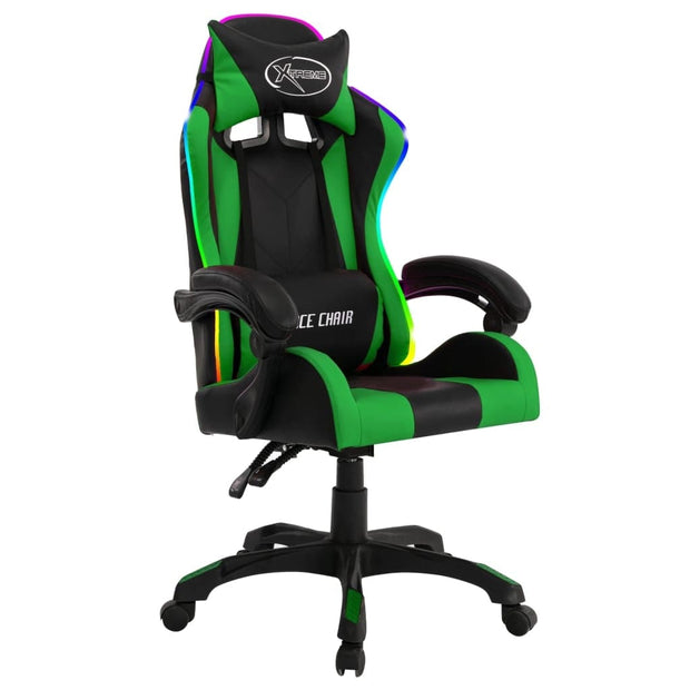 Scaun gaming tapitat cu piele ecologica si LED RGB inclus, Gibson Negru, l64xA65xH111,5-119 cm (2)