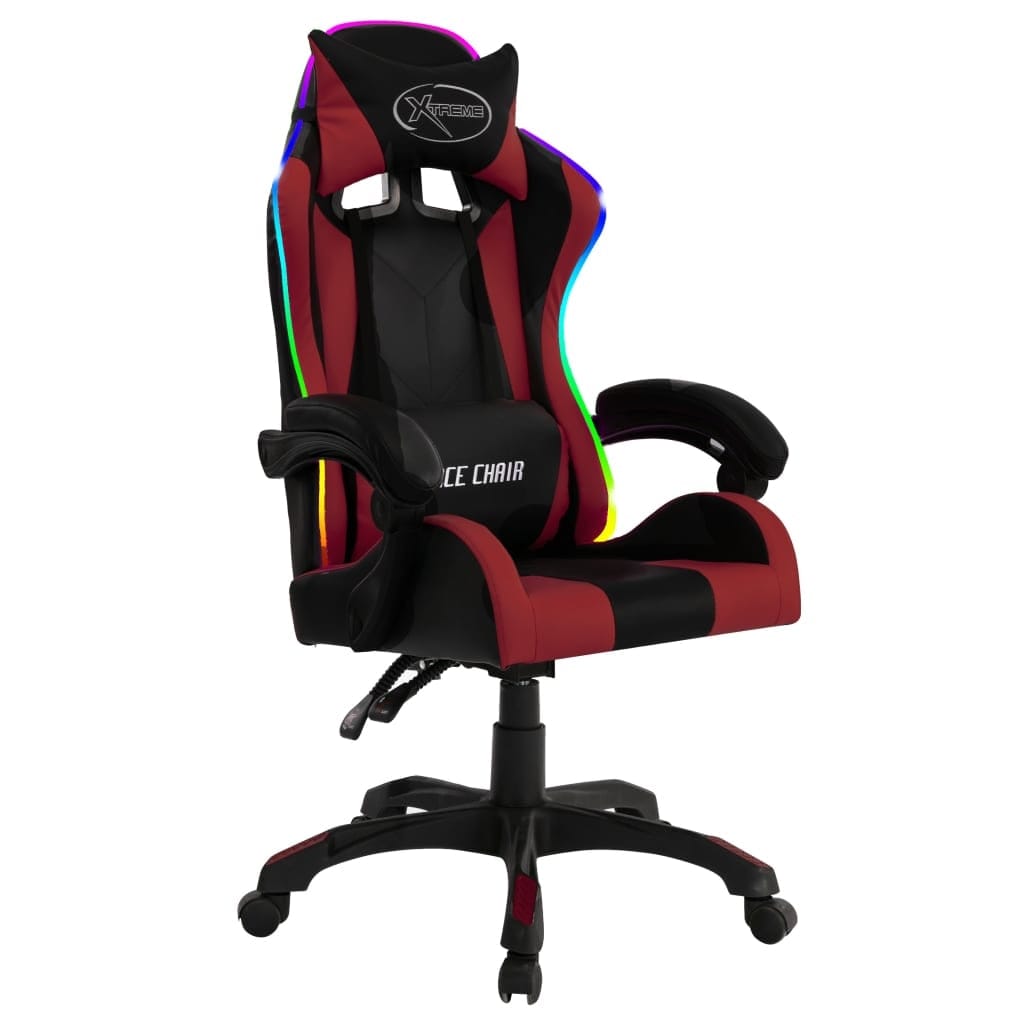 Scaun gaming tapitat cu piele ecologica si LED RGB inclus, Gibson Negru, l64xA65xH111,5-119 cm (3)